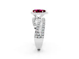 White gold Pear Cut Garnet Halo Ring with Round Split Shank and Prong Setting_62