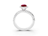 White gold Pear Cut Garnet Halo Ring with Round Split Shank and Prong Setting_63
