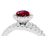 White gold Pear Cut Garnet Halo Ring with Round Split Shank and Prong Setting_64
