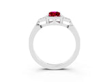 White gold Pear Cut Garnet Halo Ring with Tapered Band and Four-Prong Setting_3