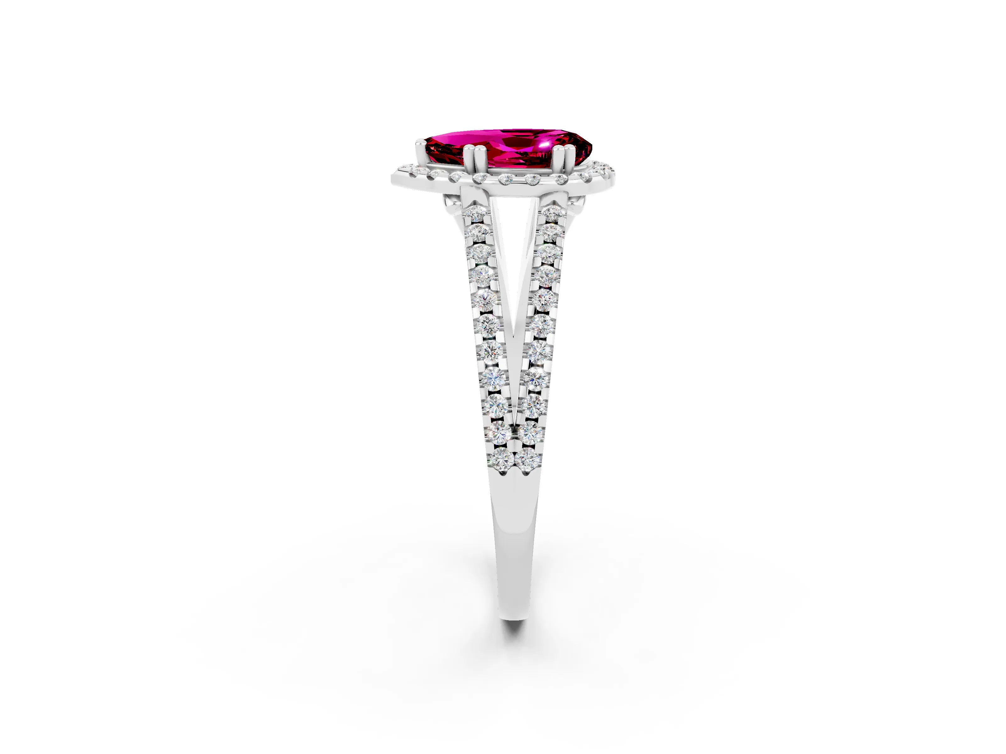 White gold Pear Cut Garnet Halo Split Shank Engagement Ring_14