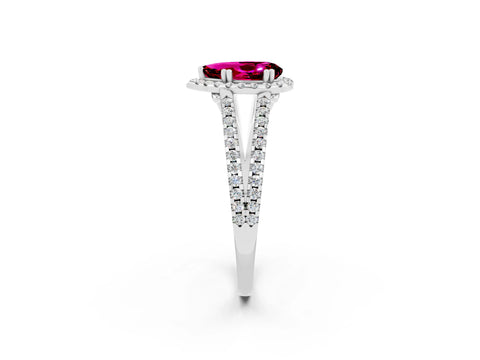 White gold Pear Cut Garnet Halo Split Shank Engagement Ring_14