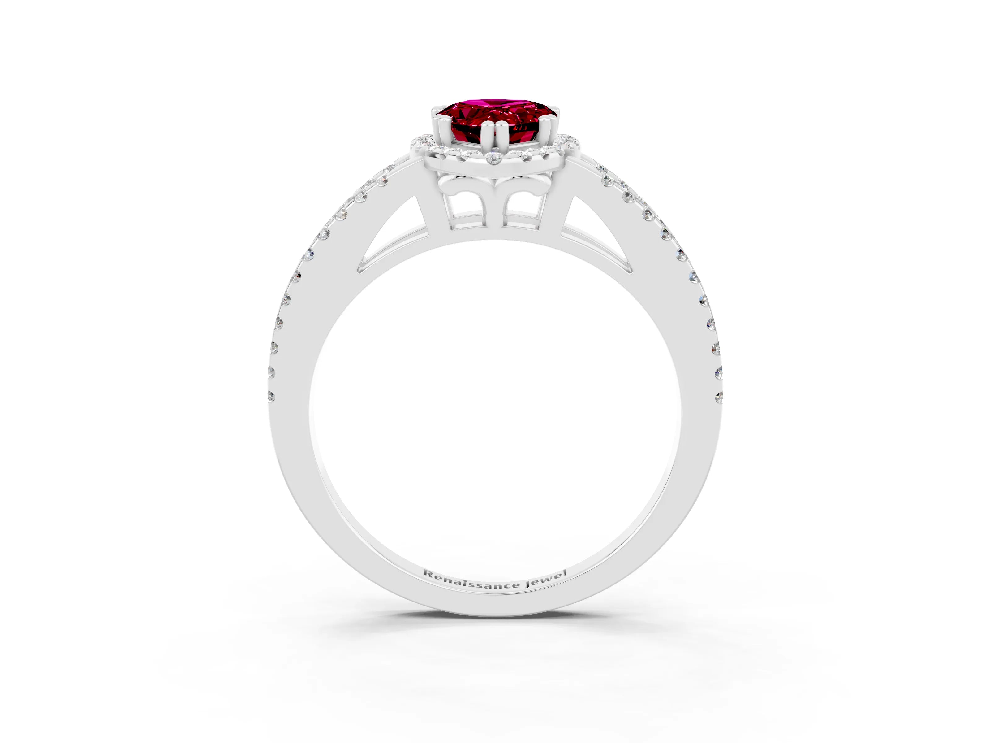 White gold Pear Cut Garnet Halo Split Shank Engagement Ring_15