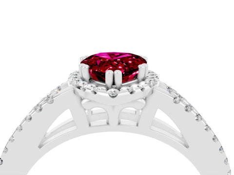 White gold Pear Cut Garnet Halo Split Shank Engagement Ring_16