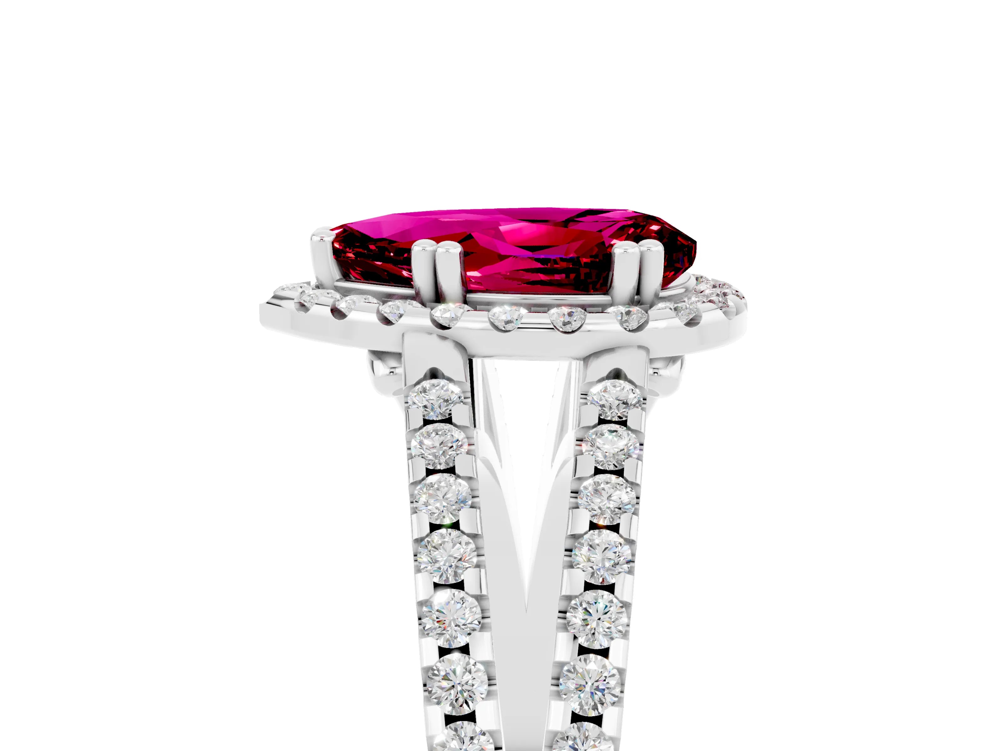 White gold Pear Cut Garnet Halo Split Shank Engagement Ring_17
