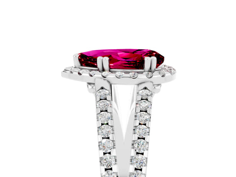 White gold Pear Cut Garnet Halo Split Shank Engagement Ring_17