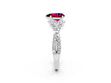 White gold Pear Cut Garnet  Halo Twist Band Solitaire Prong Setting Ring_26