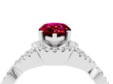 White gold Pear Cut Garnet  Halo Twist Band Solitaire Prong Setting Ring_28
