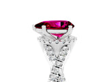 White gold Pear Cut Garnet  Halo Twist Band Solitaire Prong Setting Ring_29