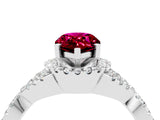 White gold Pear Cut Garnet  Halo Twist Band Solitaire Prong Setting Ring_58