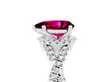White gold Pear Cut Garnet  Halo Twist Band Solitaire Prong Setting Ring_59