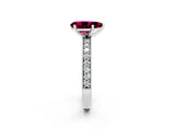 White gold Pear Cut Garnet Milgrain Pavé Engagement Ring with Four-Prong Setting_2