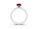 White gold Pear Cut Garnet Milgrain Pavé Engagement Ring with Four-Prong Setting_3
