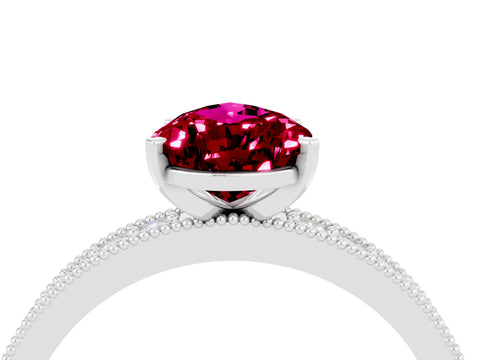 White gold Pear Cut Garnet Milgrain Pavé Engagement Ring with Four-Prong Setting_4