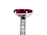 White gold Pear Cut Garnet Milgrain Pavé Engagement Ring with Four-Prong Setting_5