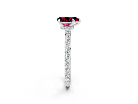 White gold Pear Cut Garnet Pavé Engagement Ring with Round  Accents and Prong Setting_14
