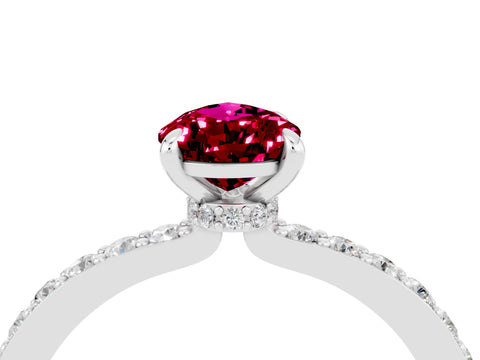 White gold Pear Cut Garnet Pavé Engagement Ring with Round  Accents and Prong Setting_16