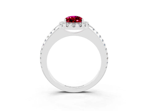 White gold Pear Cut Garnet Pavé Halo Ring with Four-Prong Setting_15