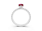 White gold Pear Cut Garnet Pavé Solitaire Ring with Round Band and Prong Setting_39