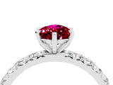 White gold Pear Cut Garnet Pavé Solitaire Ring with Round Band and Prong Setting_40
