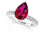 White gold Pear Cut Garnet Pave Band Solitaire Ring with Four-Prong Setting_25