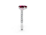 White gold Pear Cut Garnet Pave Band Solitaire Ring with Four-Prong Setting_26