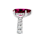 White gold Pear Cut Garnet Pave Band Solitaire Ring with Four-Prong Setting_29