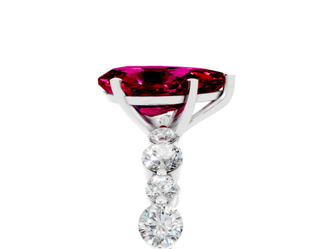 White gold Pear Cut Garnet Prong Set Engagement Ring with Pavé Band_5