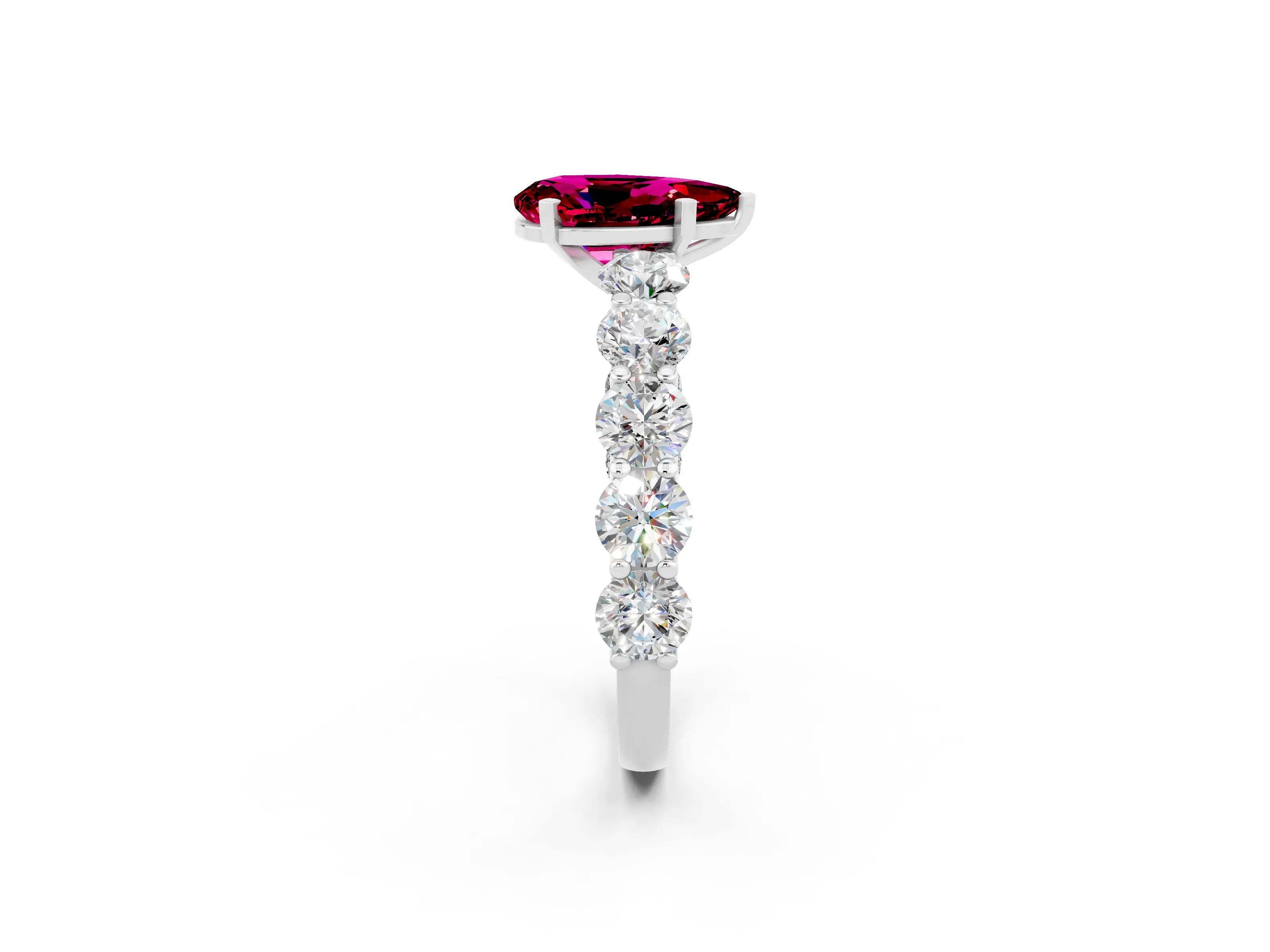 White gold Pear Cut Garnet Prong Setting with Side Stones on a Pave Band_2