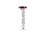 White gold Pear Cut Garnet Prong Setting with Side Stones on a Pave Band_2