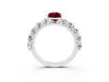 White gold Pear Cut Garnet Prong Setting with Side Stones on a Pave Band_3
