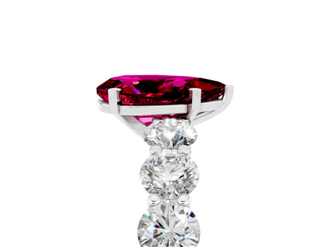 White gold Pear Cut Garnet Prong Setting with Side Stones on a Pave Band_5