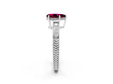 White gold Pear Cut Garnet Ring with Milgrain Pavé Band and Four-Prong Setting_14