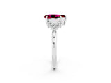White gold Pear Cut Garnet Ring with Side Stones and Four-Prong Setting_38