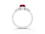 White gold Pear Cut Garnet Ring with Side Stones and Four-Prong Setting_39