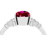 White gold Pear Cut Garnet Ring with Side Stones and Four-Prong Setting_40