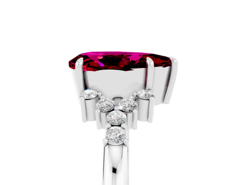 White gold Pear Cut Garnet Ring with Side Stones and Four-Prong Setting_41