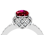White gold Pear Cut Garnet Scalloped Halo Engagement Ring with Round Shared Prong Band_28