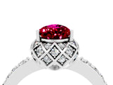 White gold Pear Cut Garnet Scalloped Halo Engagement Ring with Round Shared Prong Band_52