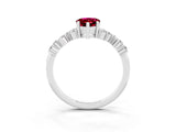 White gold Pear Cut Garnet Scattered Round Accent Ring with Prong Setting_27