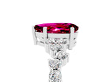 White gold Pear Cut Garnet Scattered Round Accent Ring with Prong Setting_29