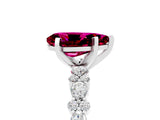 White gold Pear Cut Garnet Side Stone Solitaire Ring with Round  and Four-Prong Setting_53