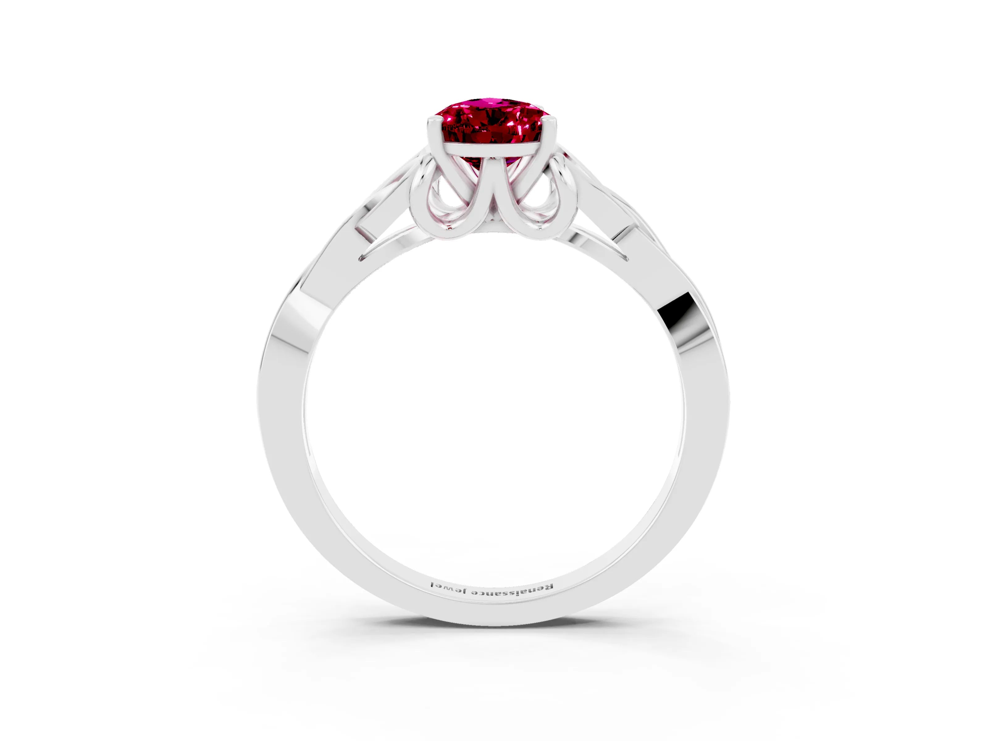 White gold Pear Cut Garnet Solitaire Celtic Knot Ring with Four-Prong Setting_15
