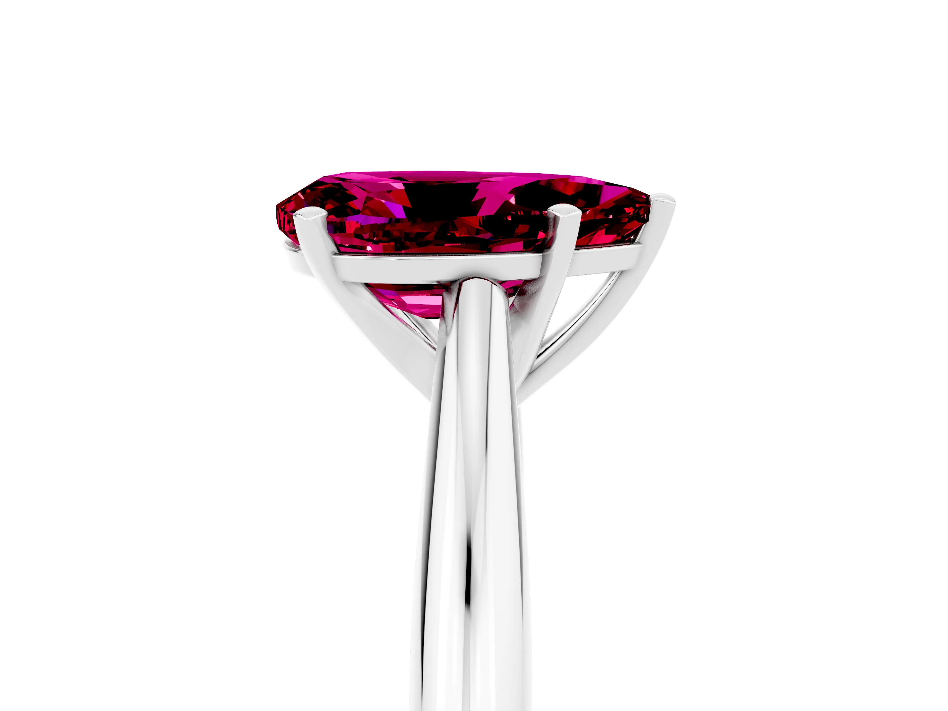 White gold Pear Cut Garnet Solitaire Engagement Ring with Cathedral Setting and Four-Prong Mount_17