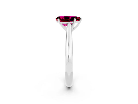 White gold Pear Cut Garnet Solitaire Engagement Ring with Cathedral Setting and Four-Prong Mount_26