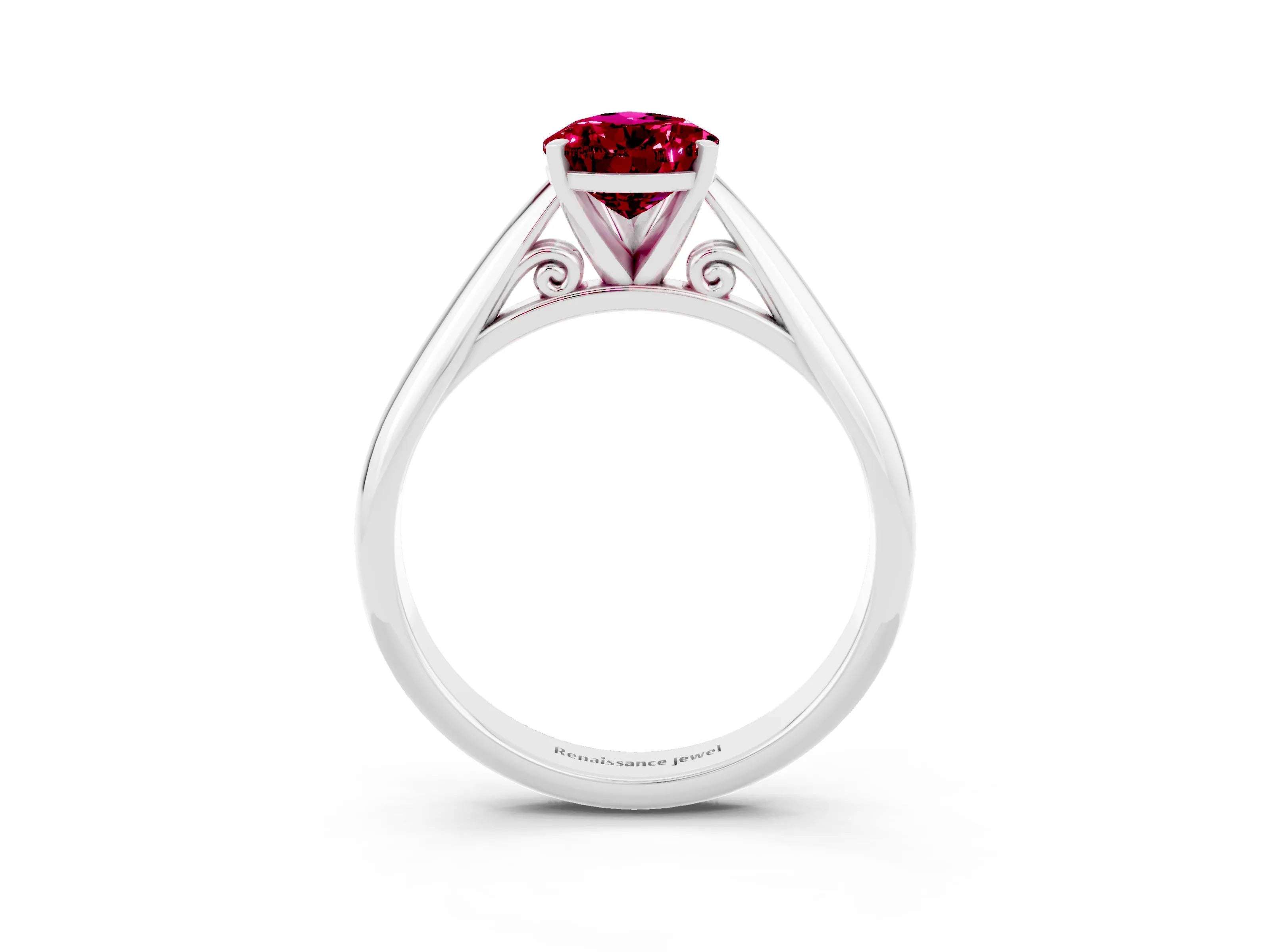 White gold Pear Cut Garnet Solitaire Engagement Ring with Cathedral Setting and Four-Prong Mount_27