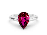 White gold Pear Cut Garnet Solitaire Engagement Ring with Cathedral Setting and Four-Prong Mount_30