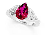 White gold Pear Cut Garnet Solitaire Engagement Ring with Celtic Knot Band and Four-Prong Setting_1