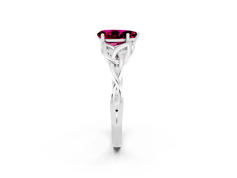 White gold Pear Cut Garnet Solitaire Engagement Ring with Celtic Knot Band and Four-Prong Setting_2