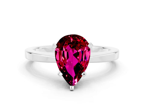 White gold Pear Cut Garnet Solitaire Engagement Ring with Classic Band and Four-Prong Setting_36